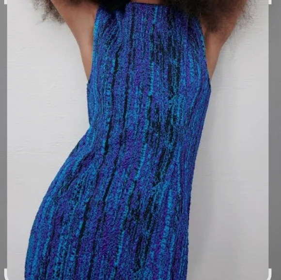 ZARA Blue Textured Mini Dress - Picture 5 of 13